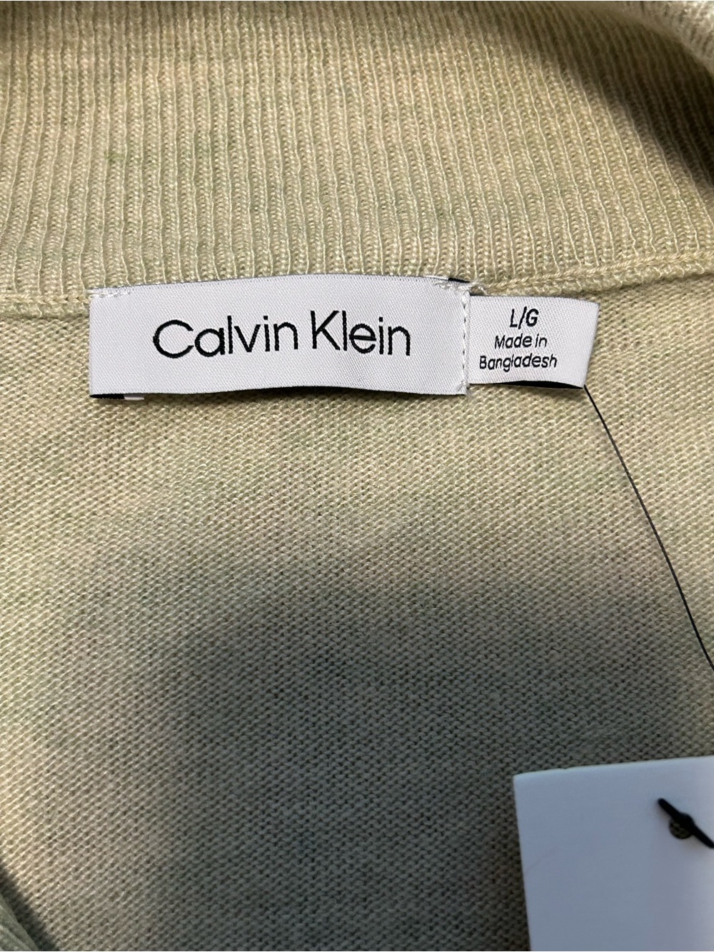 Calvin Klein Light Beige Zip-Front Knit Sweater